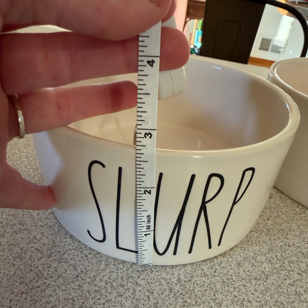 Rae Dunn Cream Ceramic Dog Bowls - Slurp & Gulp - Picture 4 of 5